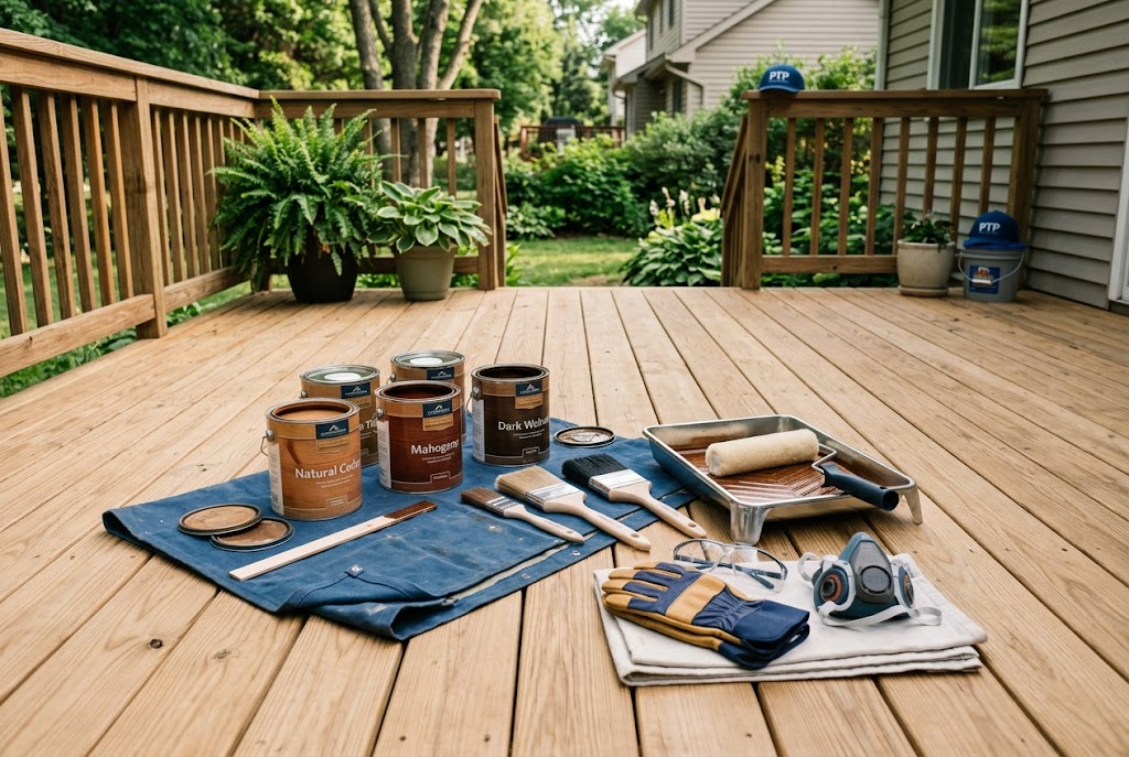 Professional deck staining application