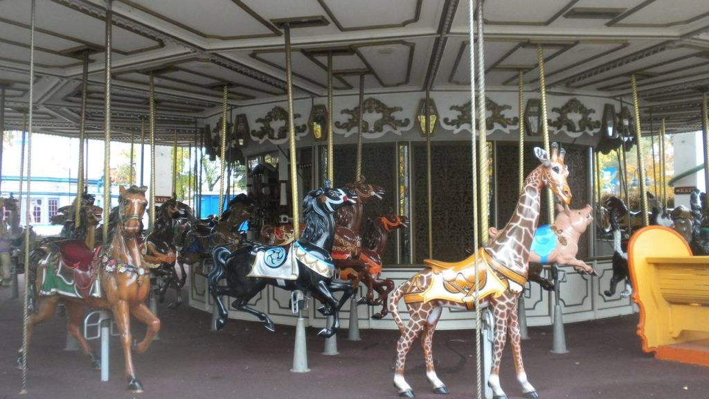 Columbia carousel at Six Flags Great America with restored decorative paint